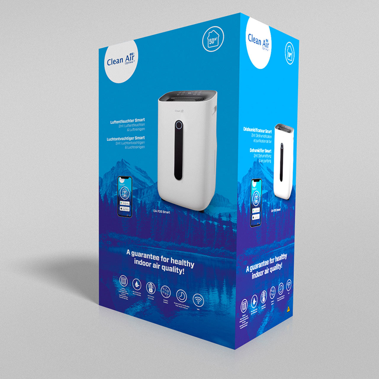 Clean Air Optima® CA-705 Smart Luftentfeuchter, Schwarz / Weiß