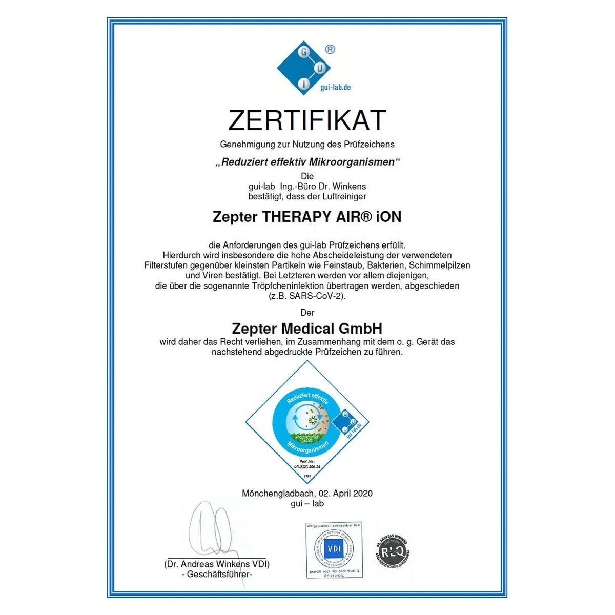 Zepter Therapy Air iON Luftreiniger