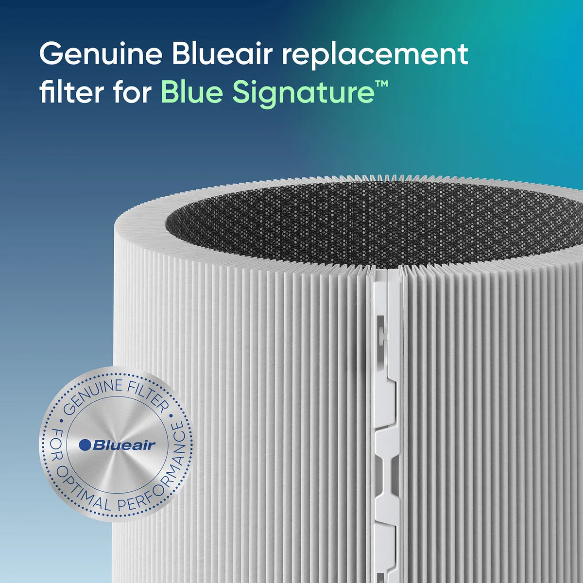 Blueair Ersatzfilter für „Blue Signature“ mit Rundum-Plissee und Aktivkohleschicht, Grafik mit Echtheitssiegel