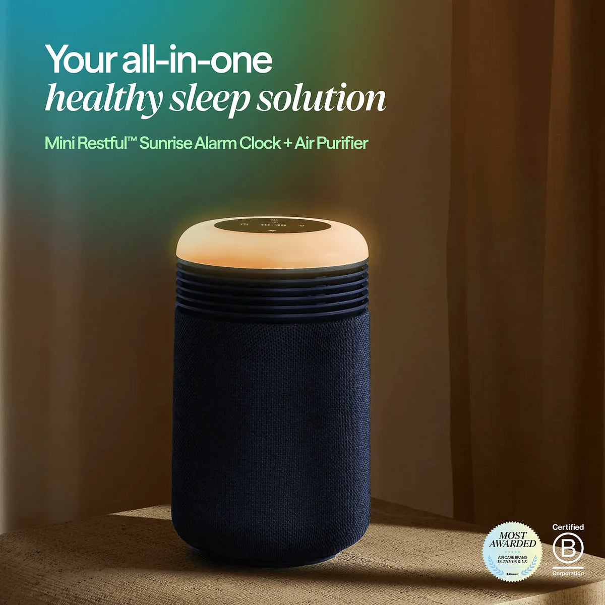 Blueair Mini Restful™ Luftreiniger mit integrierten Lichtwecker