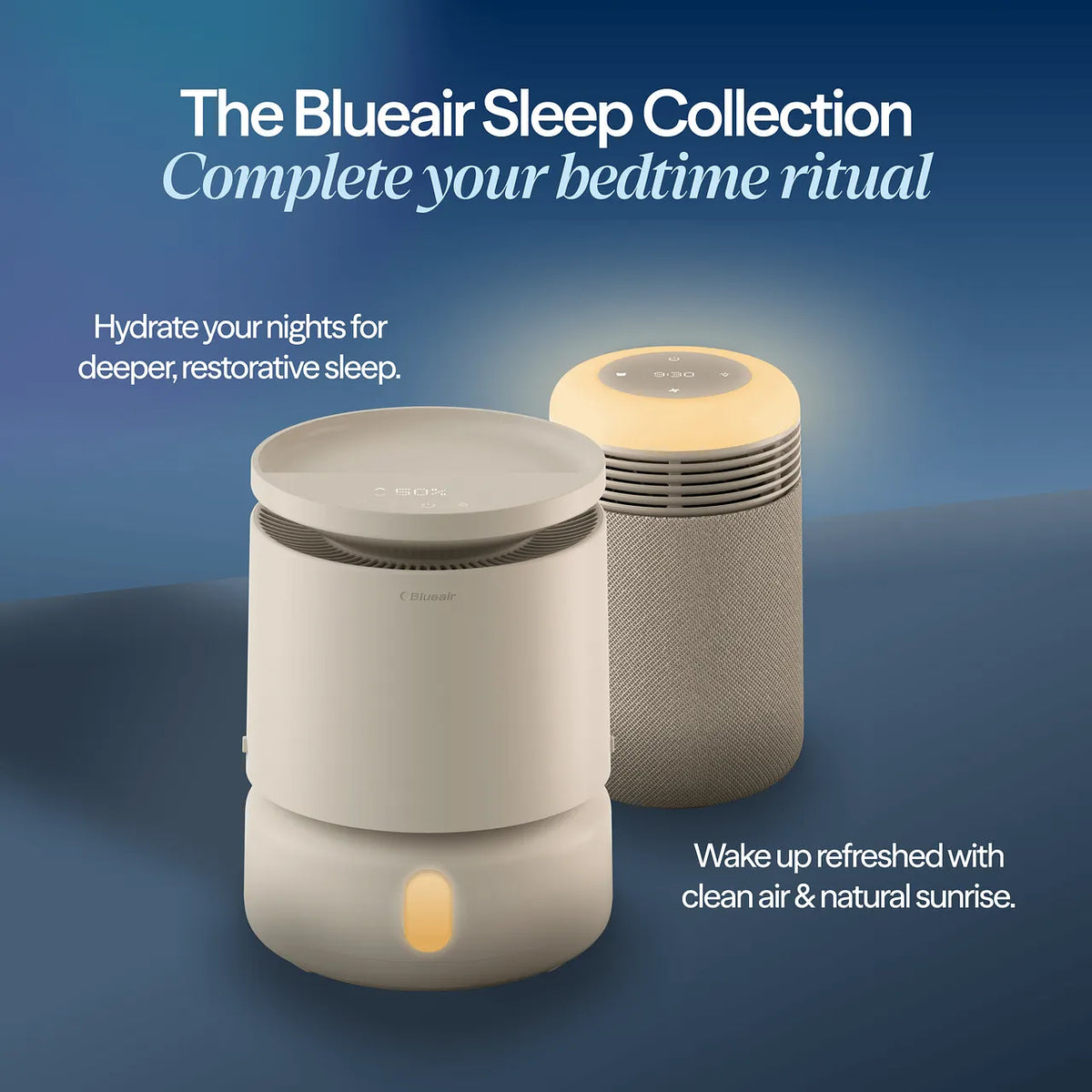 Blueair DreamWell Luftbefeuchter und Luftreiniger mit Nachtlicht, Grafik zur Sleep Collection